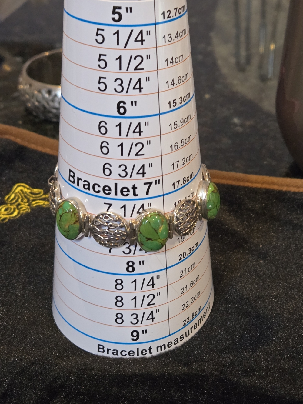 Sterling Silver And Green Cooper Turquoise Bracelet - Women Jewelry